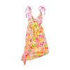 Y2K Tropical Flamingo Floral Tie-Shoulder Handkerchief Hem Dress