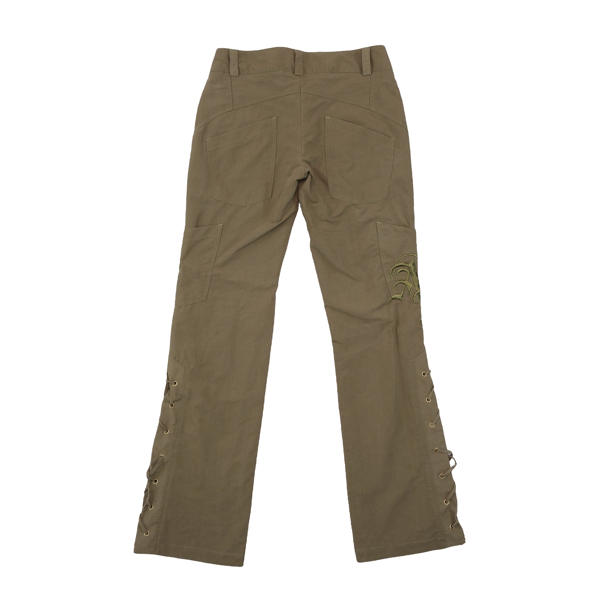 Americo Tavar Embroidered Lace-Up Cotton Cargo Pants