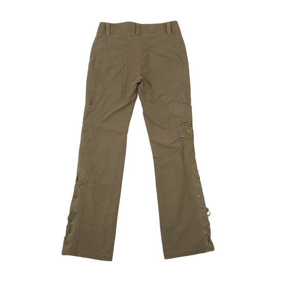 Americo Tavar Embroidered Lace-Up Cotton Cargo Pants