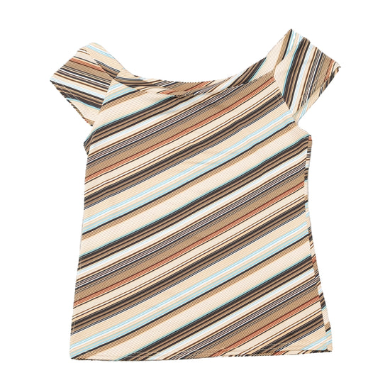 Blusa Cotton Club de Manga Cava com riscas Diagonais
