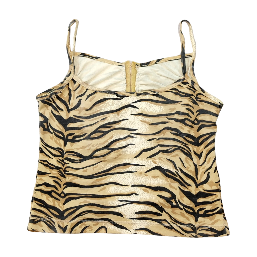 Tiger Print Ruched Hook-Front Cami Top