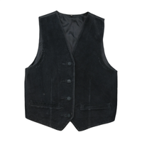 Vintage Black Hair-On Leather Waistcoat Style Jacket