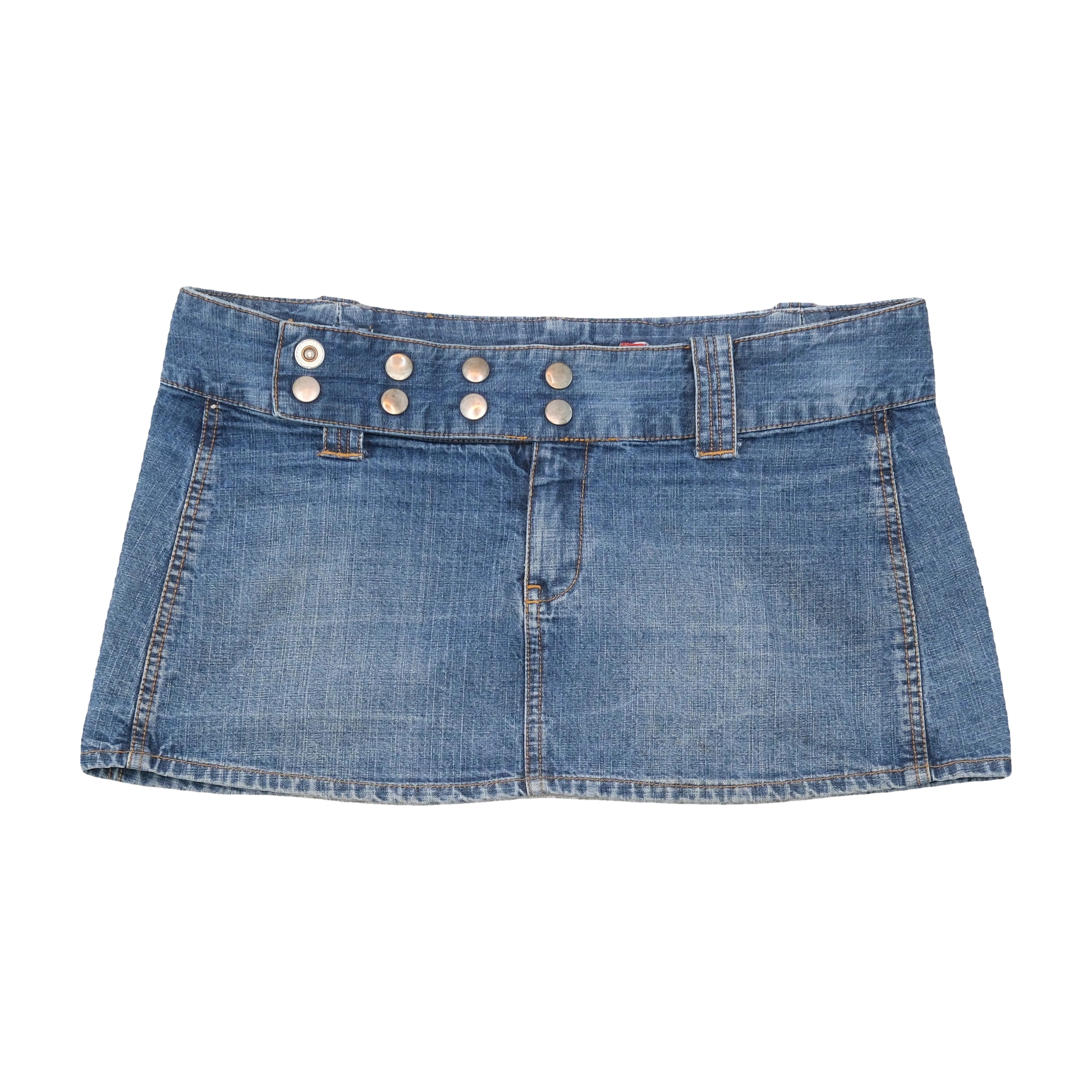 Fishbone Studded Denim Mini Skirt