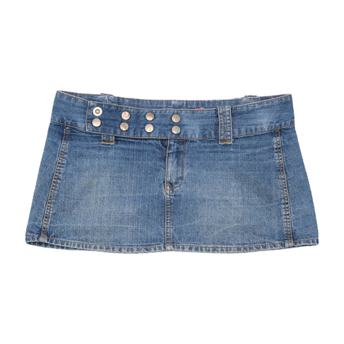 Fishbone Studded Denim Mini Skirt