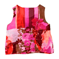 Blusa rosa sem mangas com estampado floral abstrato