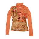 Orange Printed Mesh Top
