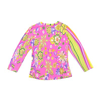 Paola M Pink Floral & Striped V-Neck Long Sleeve Top