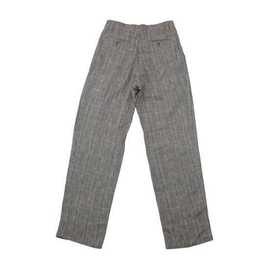 Vintage Gray Plaid Linen Pleated Trousers