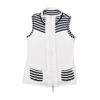 Bonita Striped Zip Front Cotton Blend Sleeveless Sweater (Repriced)