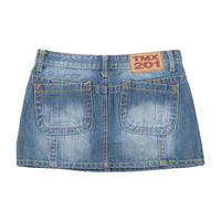 TMX 201 Faded Denim Mini Skirt with Contrast Stitching
