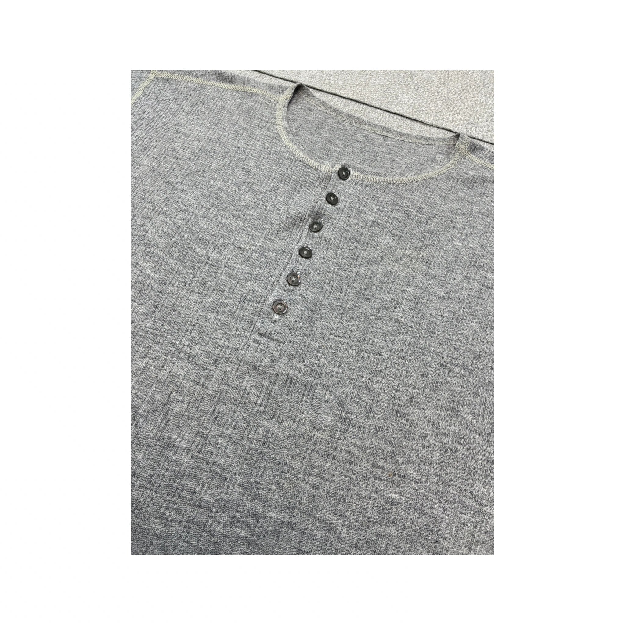 Vintage Heather Gray Ribbed Henley Shirt