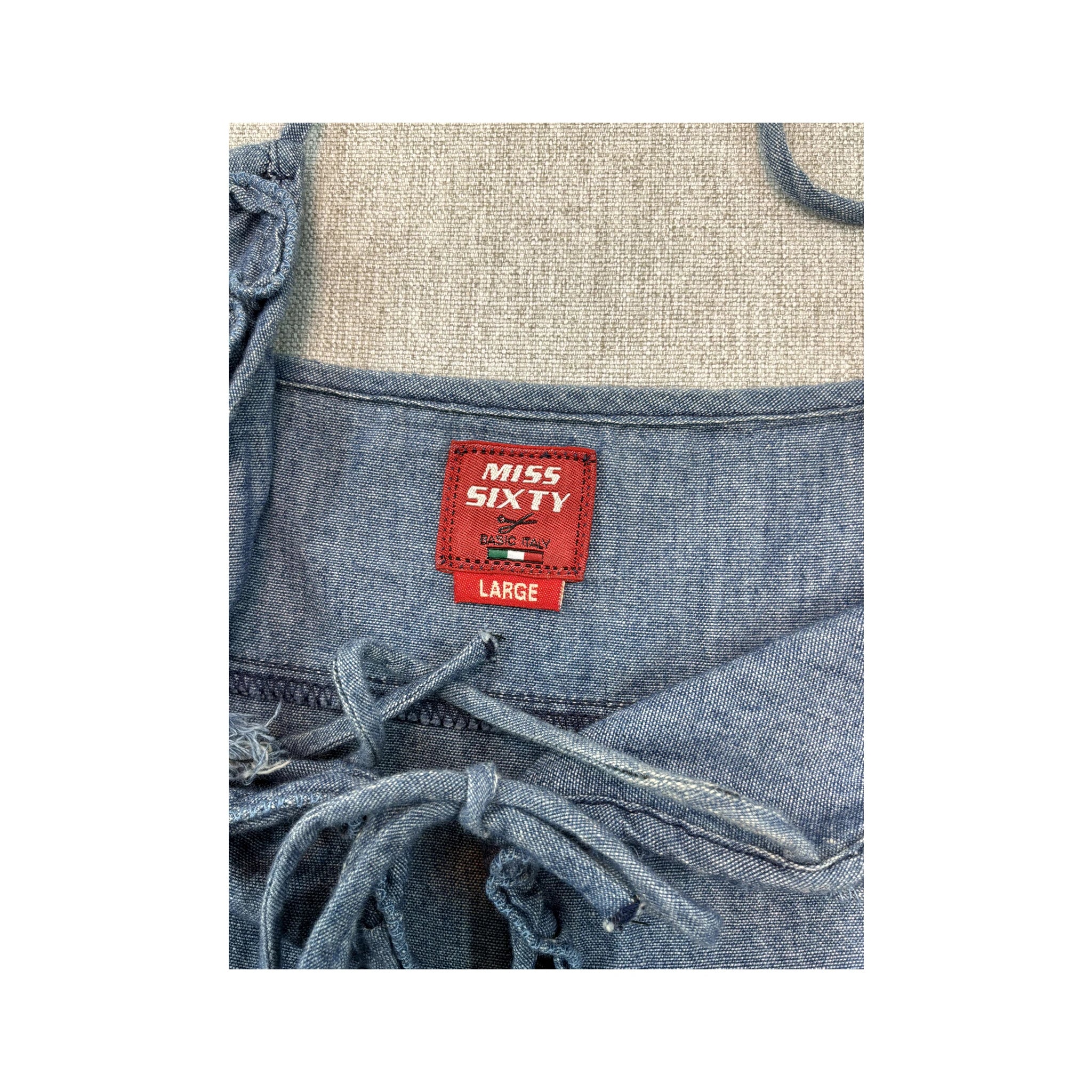 Miss Sixty Lace Up Chambray Cotton Tank Top