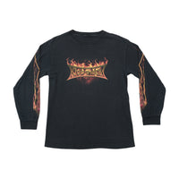 T-shirt de Banda Godsmack de Manga Comprida com Chamas na Manga