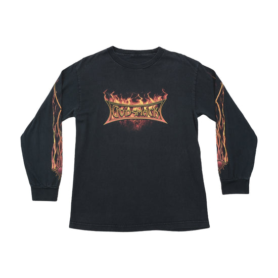 T-shirt Godsmack de Manga Comprida com Mangas com Chamas