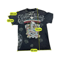 T-shirt Shiroi Neko em algodão com estampado de Caveira e Pinup