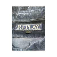 Replay Navy Cotton Velvet Button-Down Shirt