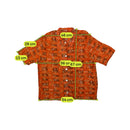 Orange & Brown Leaf Print Short Sleeve Button Up Shirt