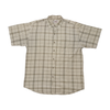 Damage Beige Plaid Short Sleeve Button-Up Shirt