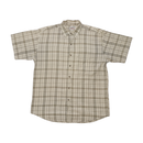 Damage Beige Plaid Short Sleeve Button-Up Shirt