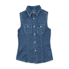 Sleeveless Denim Button-Up Shirt Blue