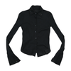 Camisa Transparente preta em Lã com Punhos com Acabamento em renda
