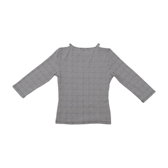 Sasch Black White Optical Check Stretch Blouse