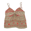 Miss Wan Floral Border Print Lace Trim Tie Front Tank Top (repriced)