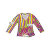 Paola M Pink Floral & Striped V-Neck Long Sleeve Top