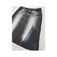 Onyx Jeans Vintage Y2K Faded Spray Bleach Contrast Panel Cotton Denim Skirt