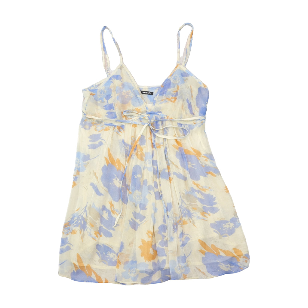 PHARD Floral Sheer Tie Front Mini Dress