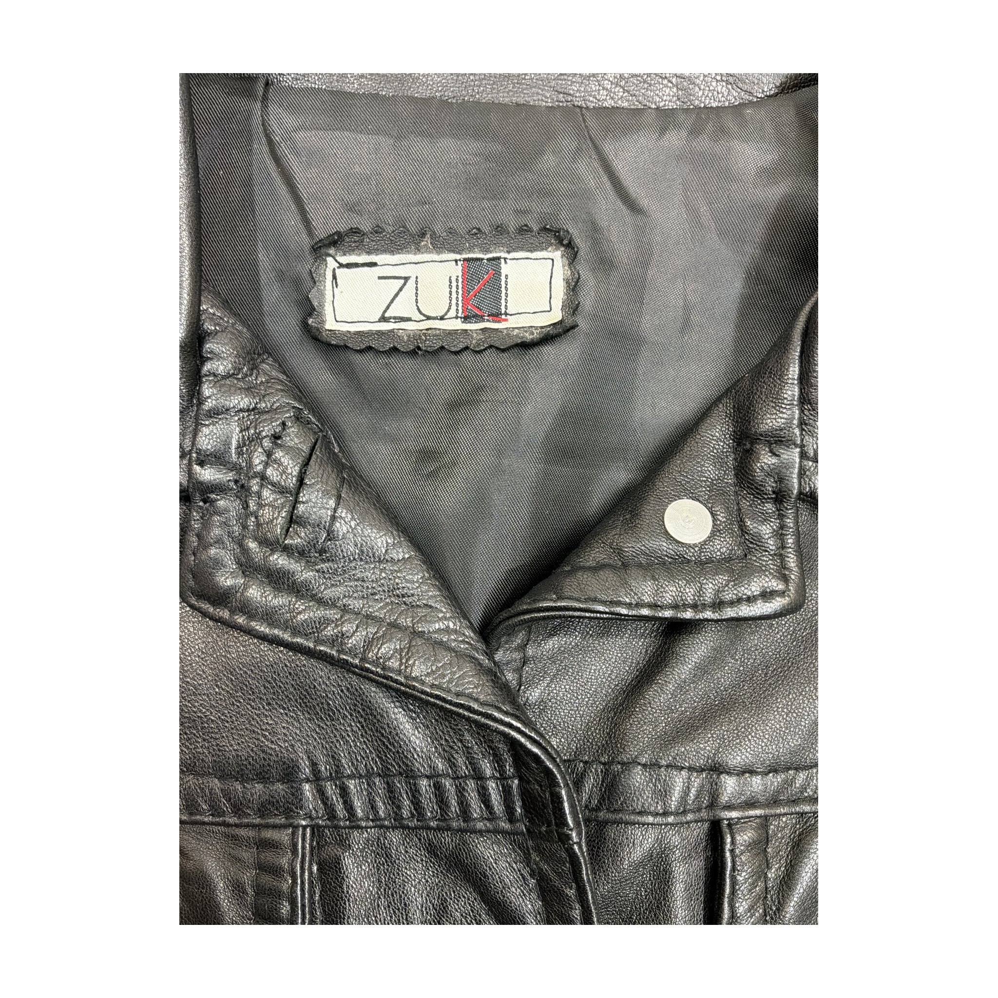 Zuki Black Genuine Leather Trucker Jacket (Made in Italy)