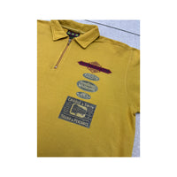 Camisola vintage de Fabrico Italiano Amarelo-mostarda em algodão com gola e Meio Fecho