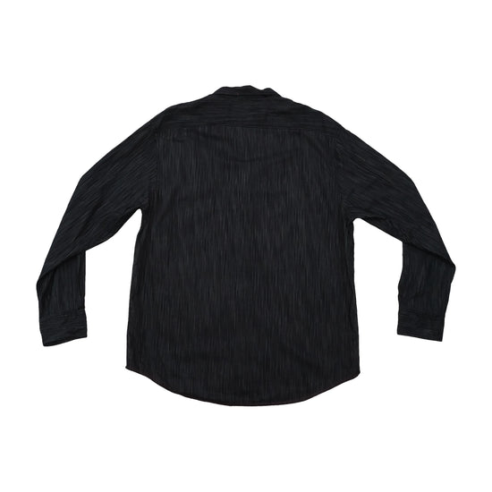 Vintage Italia Black Striped Cotton Button-Up Shirt