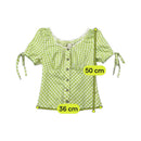 Blusa Camponesa Birkhahn Mode em xadrez Vichy com Acabamento em renda
