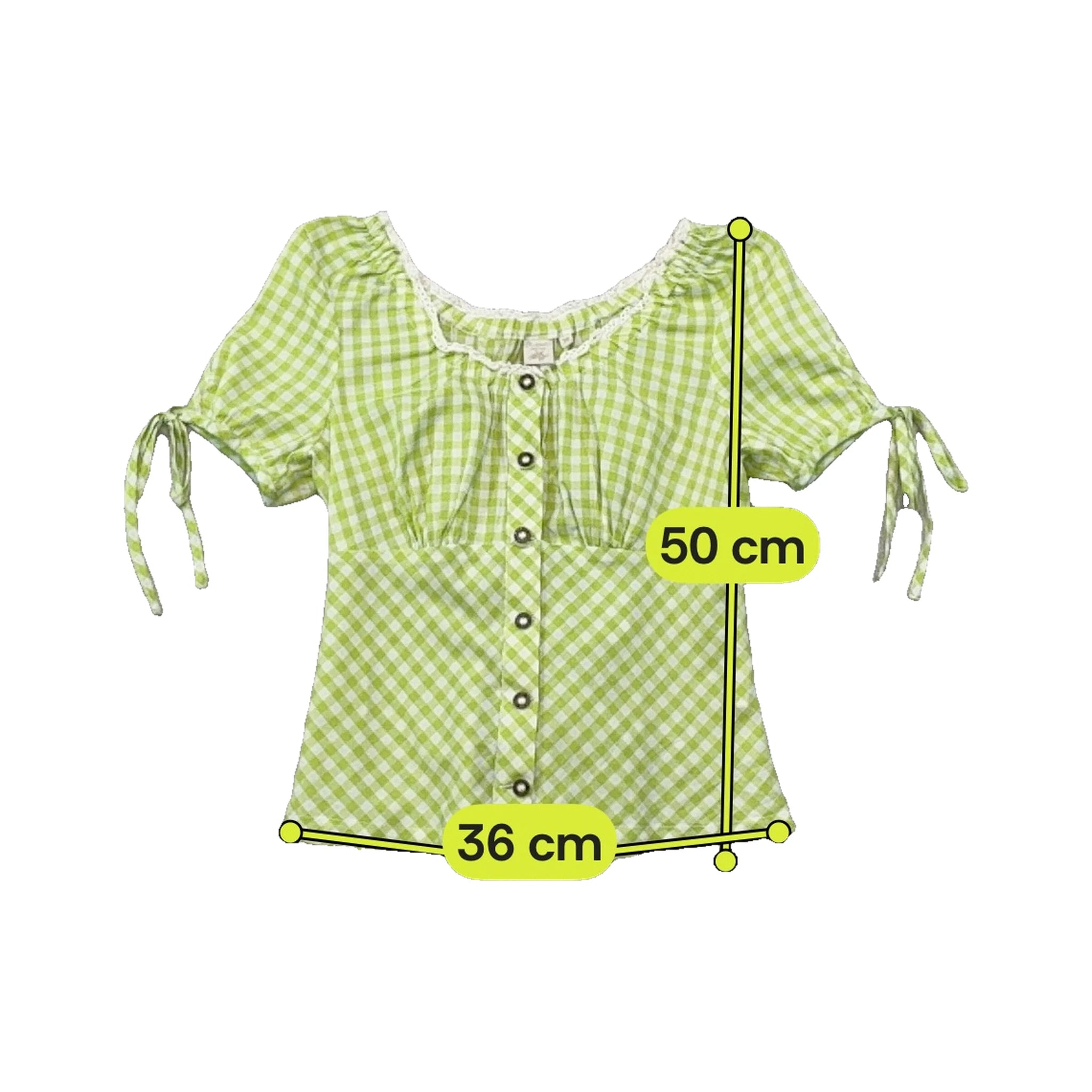 Blusa Camponesa Birkhahn Mode em xadrez Vichy com Acabamento em renda