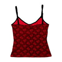 Red Floral Cami Tank Top with Black Straps