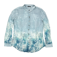 BIBA Blue Striped & Floral Print Button-Up Shirt
