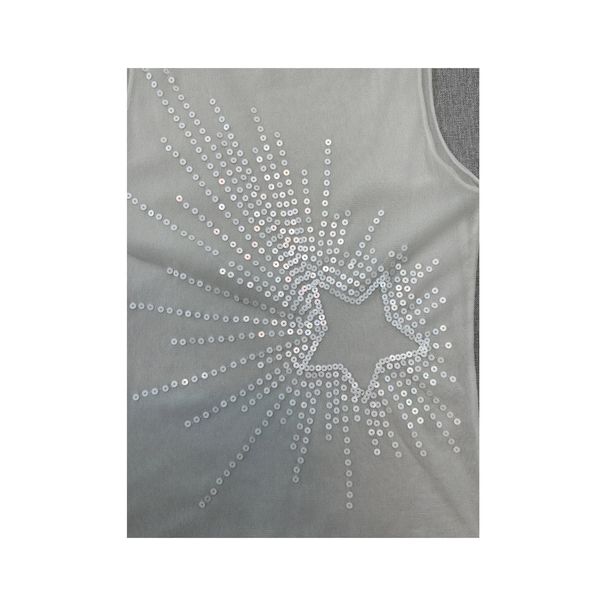 Scusa Scusa White Sequin Star Tank Top