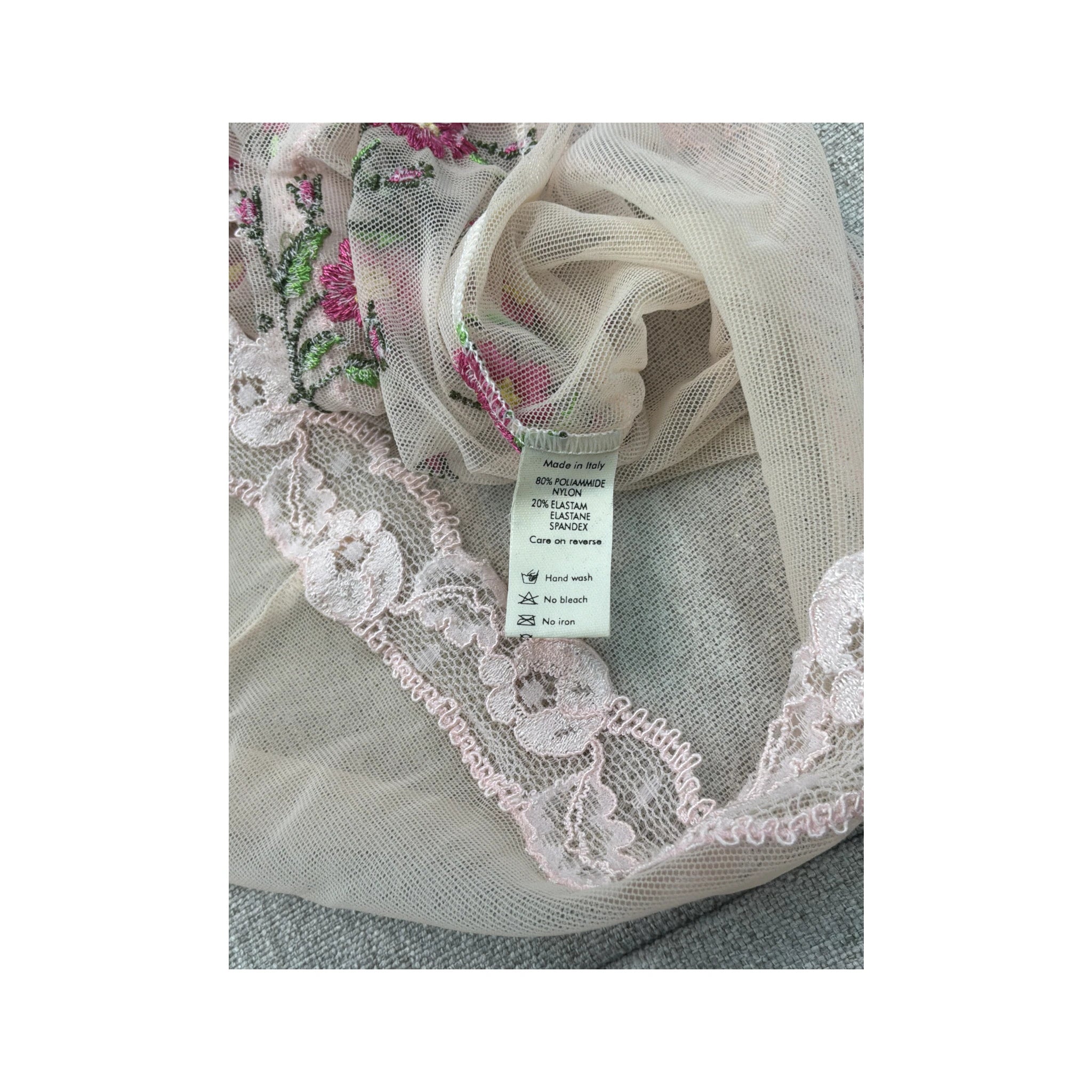 Moschino Lingerie Floral Embroidered Mesh Lace Trim Tank Top