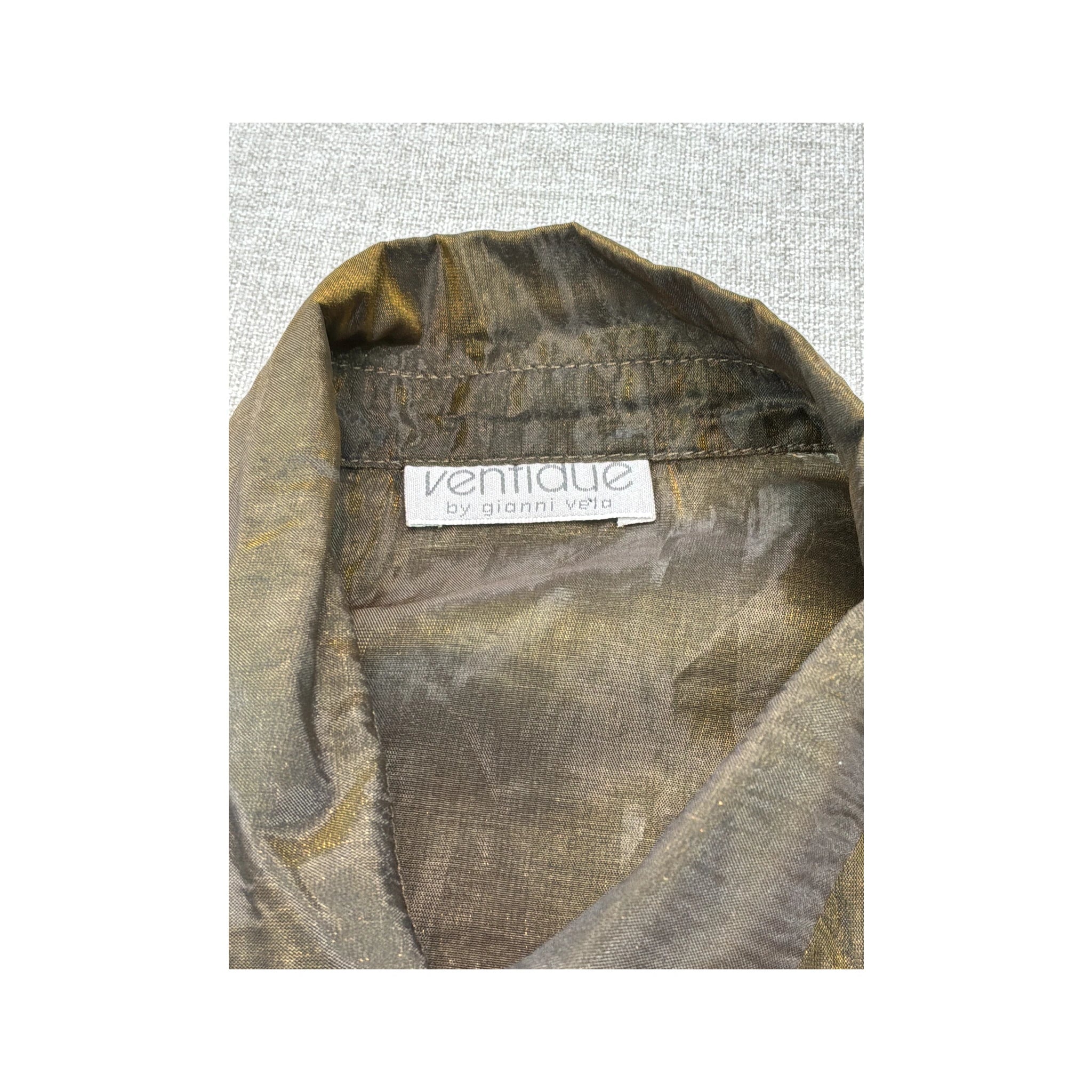 Ventidue Shimmer Sheer Crinkled Button Front Shirt