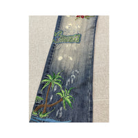 Vintage Tropical Embroidered Distressed Denim Jeans