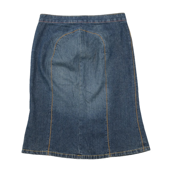 Saia Midi Marello Marani vintage em ganga com Detalhes de Patilhas de Botões Laterais