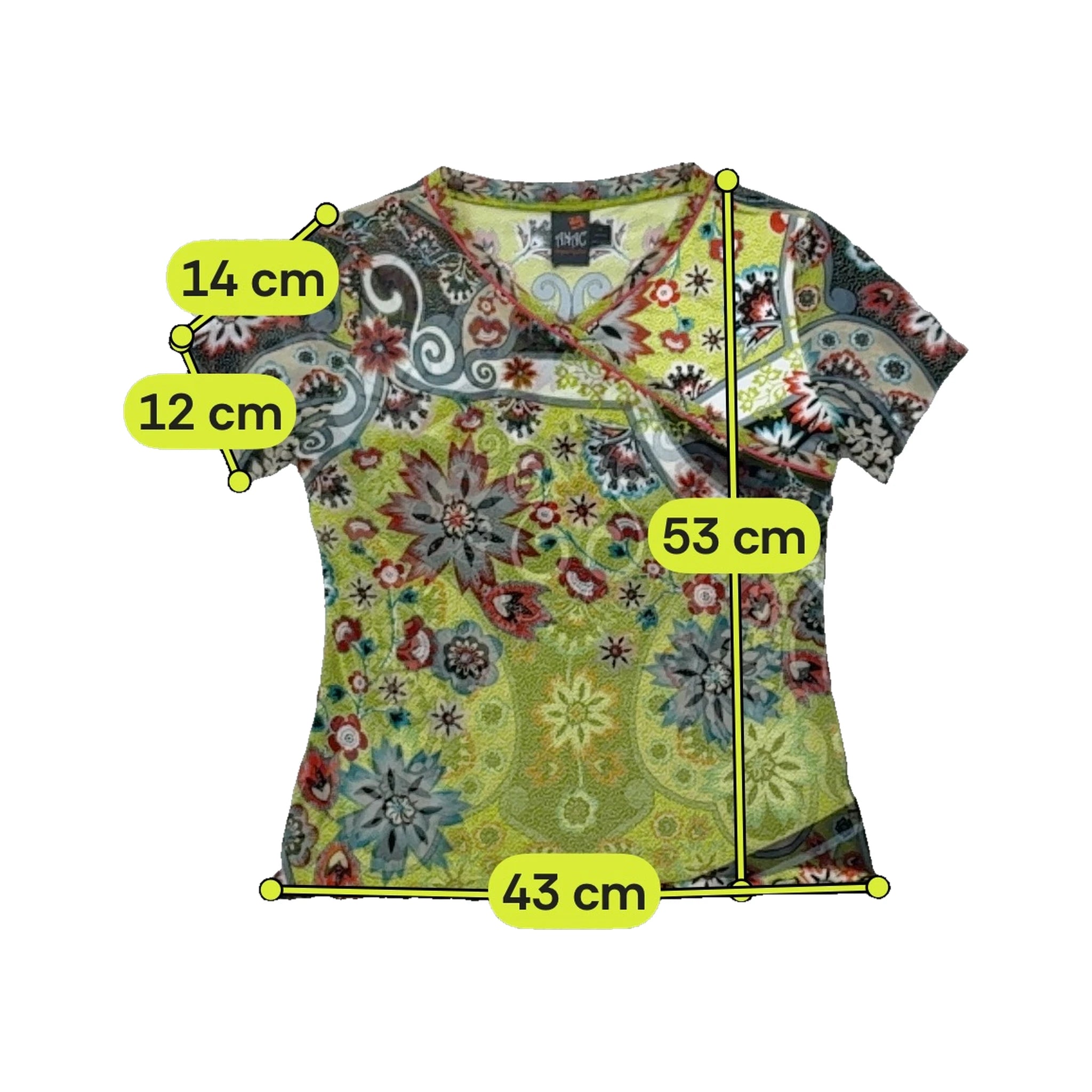 ANAC Y2K Floral Mesh Surplice Blouse