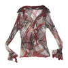 Sandro Ferrone Abstract Print Silk Ruffle Blouse