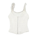 Vintage White Textured Lace Trim Hook Front Tank Top