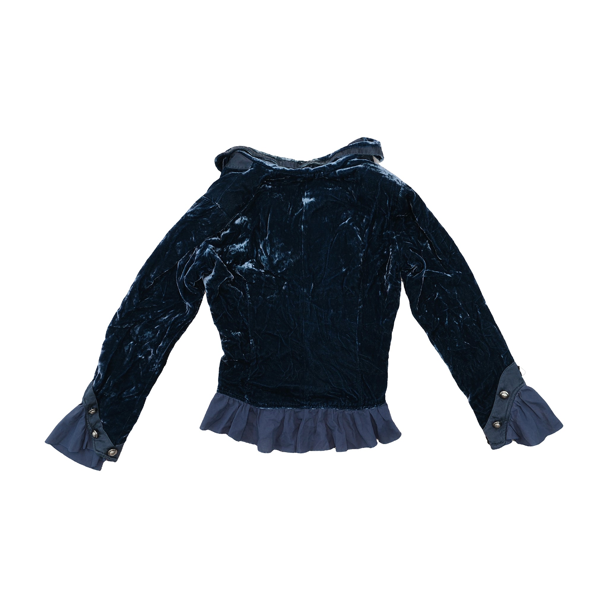 Nelles Vintage Velour Button-Up Ruffled Jacket