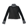 Maurice Abot Sheer Black Mesh Turtleneck Top with Knit Collar & Cuffs