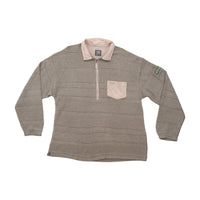 Think Pink Textured Quarter Zip Wool Blend Sweater
