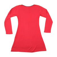 ANQA Fashion Vintage Red Retro Appliqué Long Sleeve Dress