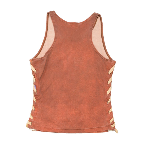 Lucy in the Sky Floral Leaf Graphic Lace-Up Tank Top